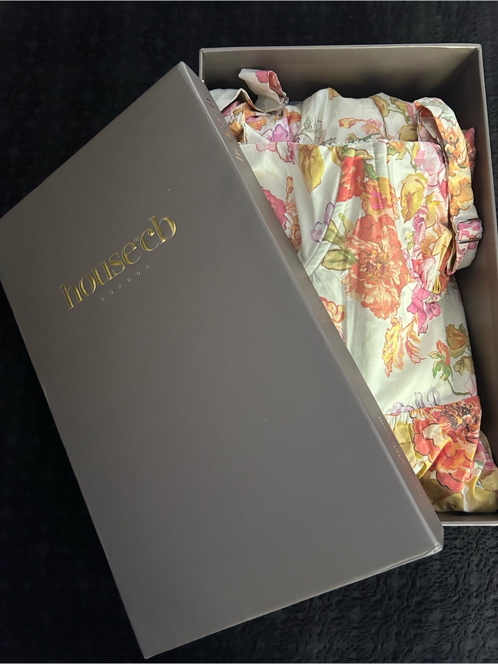 House of CB Cream Midi Dress with Pink & Yellow Floral Print - Picture 3 of 3